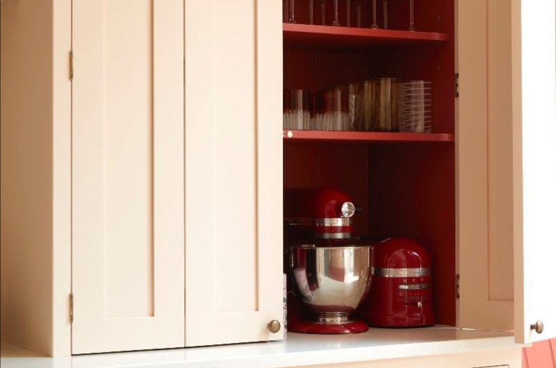 colourful larder design with painted interiors