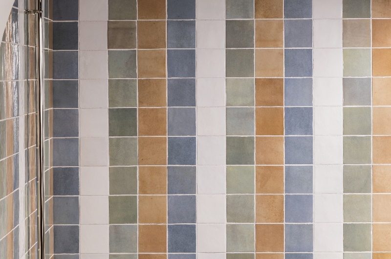 walk-in shower design with zellige tiles